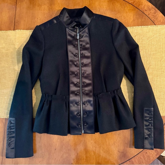 BCBGMaxAzria Black Satin-Panel Blazer